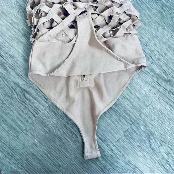 FASHION NOVA BANDAGE SEXY DRESS  TAN COLOR MEDIJM - Picture 13 of 16